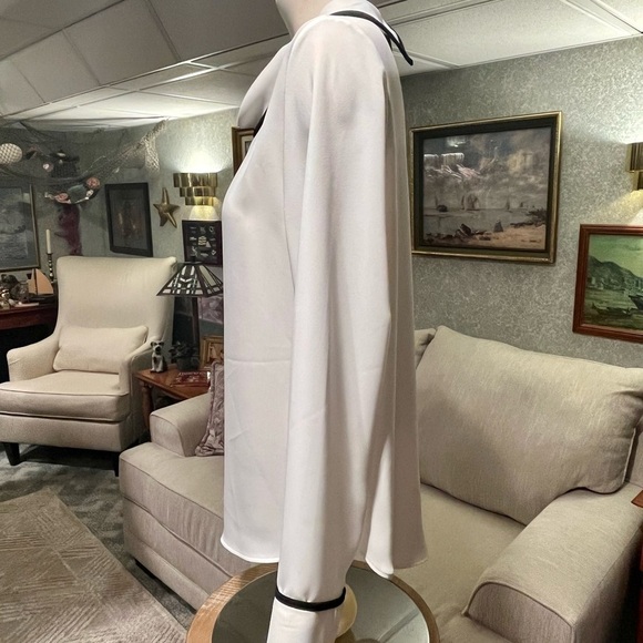 ZARA BASIC Cowl Neck Blouse Women's M Long Sleeve‎ Ivory Black CAREER Preppy - Picture 4 of 7